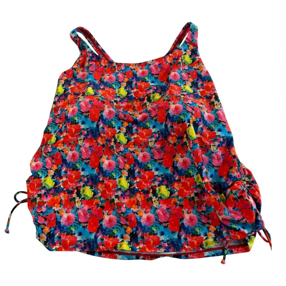 New Calypsa Maya‎ Floral Racerback Tankini Swim Top Plus Size 3X Modest Beach
